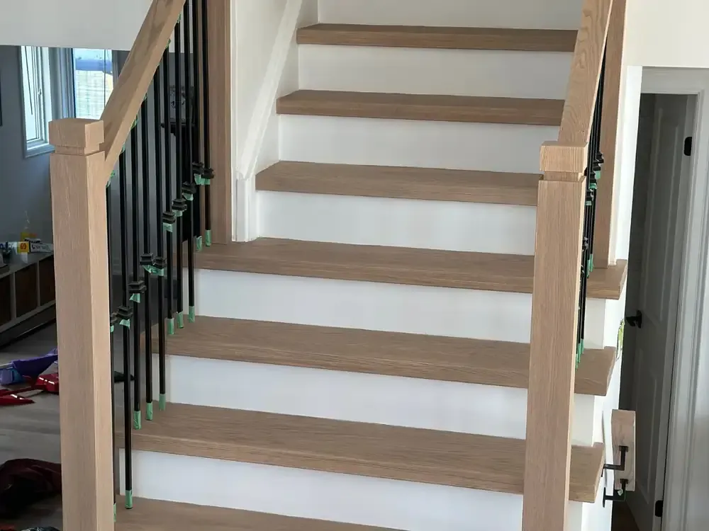 Staircase railing staining