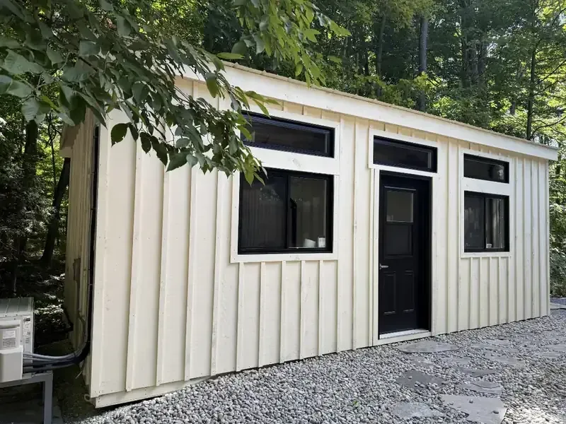Shed: White board and batten, painted by Turtle Painting