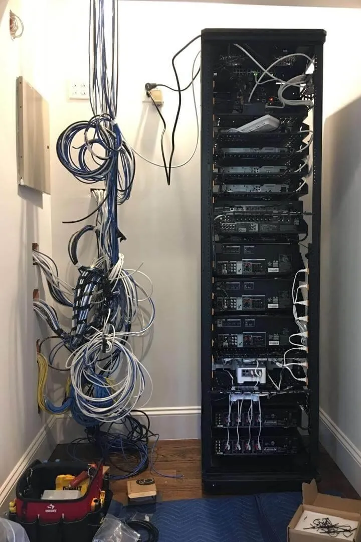 Server rack with data and network cabling and Wi-Fi design & cabling