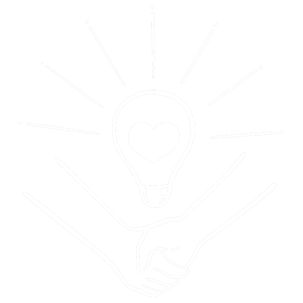 Hands joined below a lightbulb