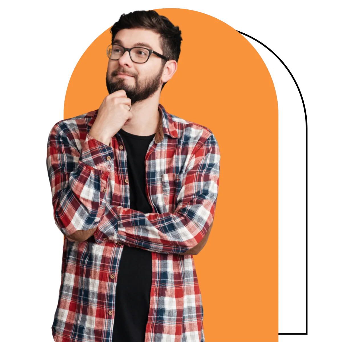 A man smiling toughtfully