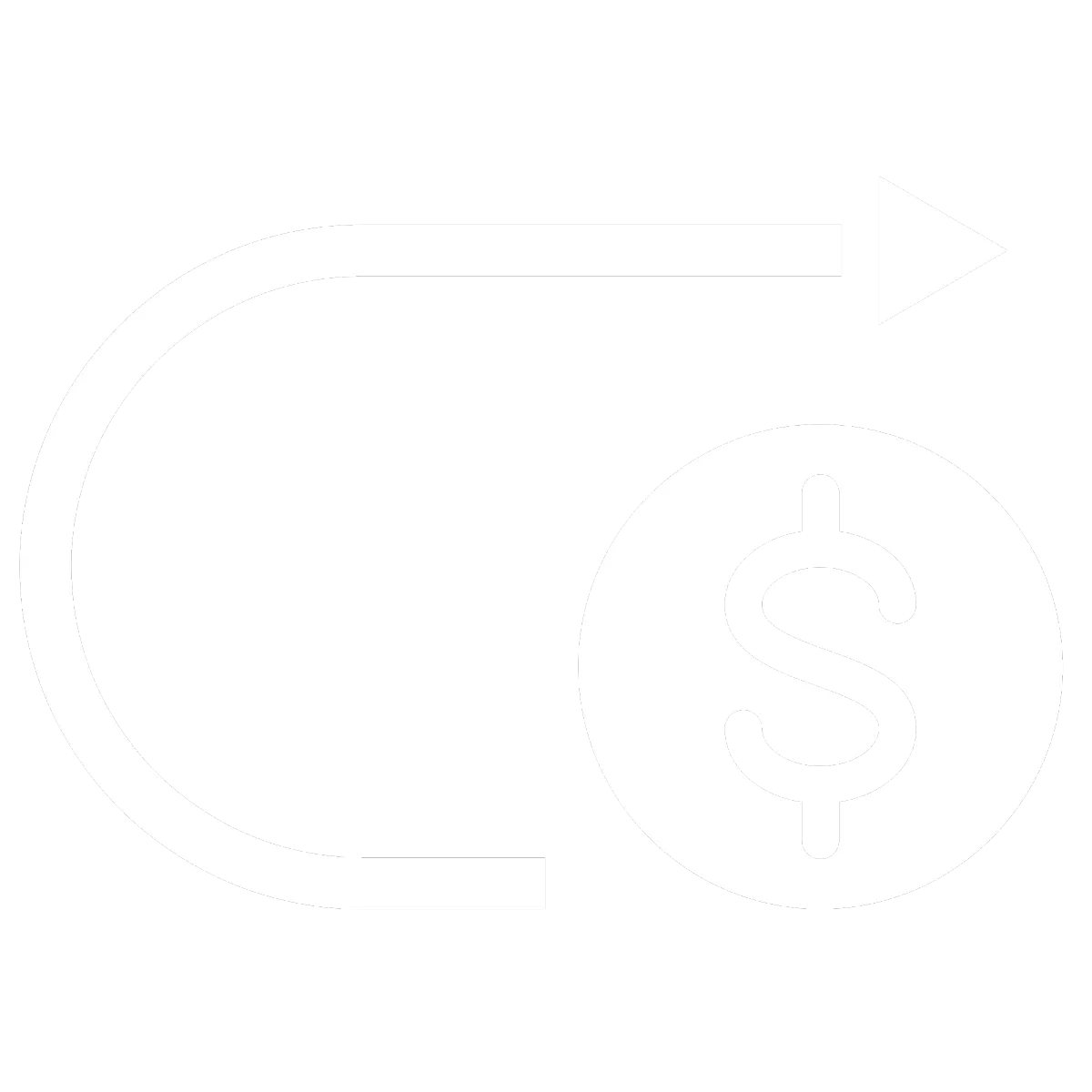Silhouette or arrow and dollar sign