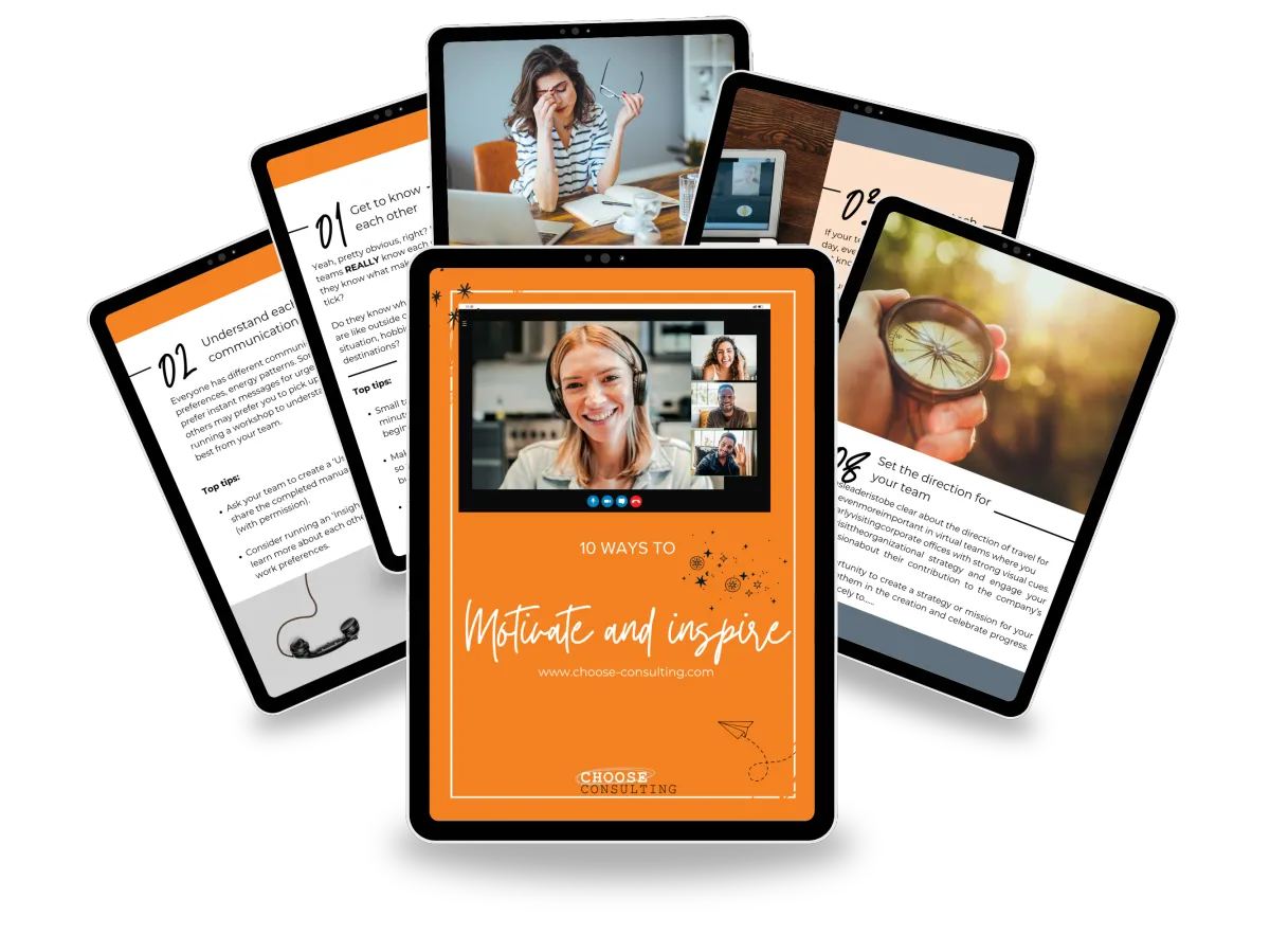 Woman holding a computer and a phone