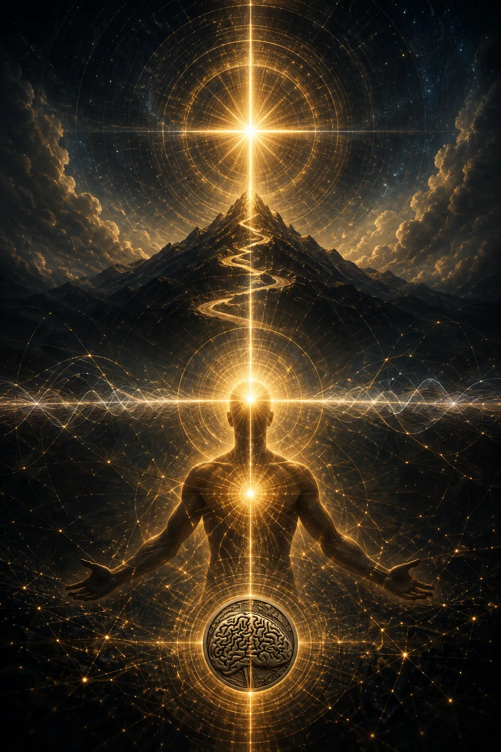Intersecting planes of light representing the mechanical nature of agency
