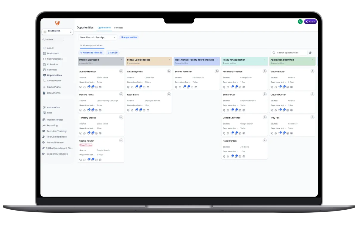 CivicHire 360 desktop dashboard