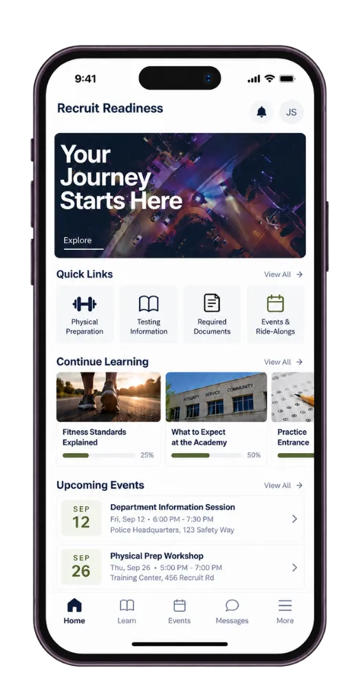 Recruit Readiness App mobile screen