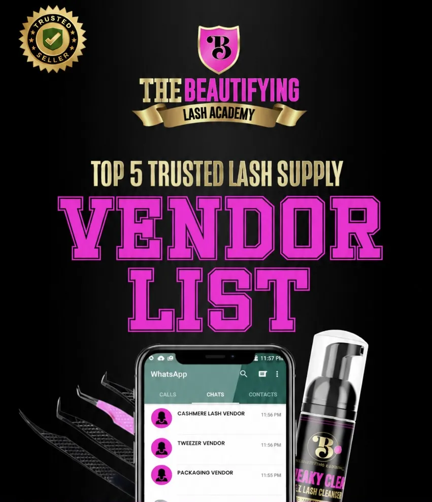 Floating 3D luxury eBook reveal of the Lash Vendor Masterclass Guide