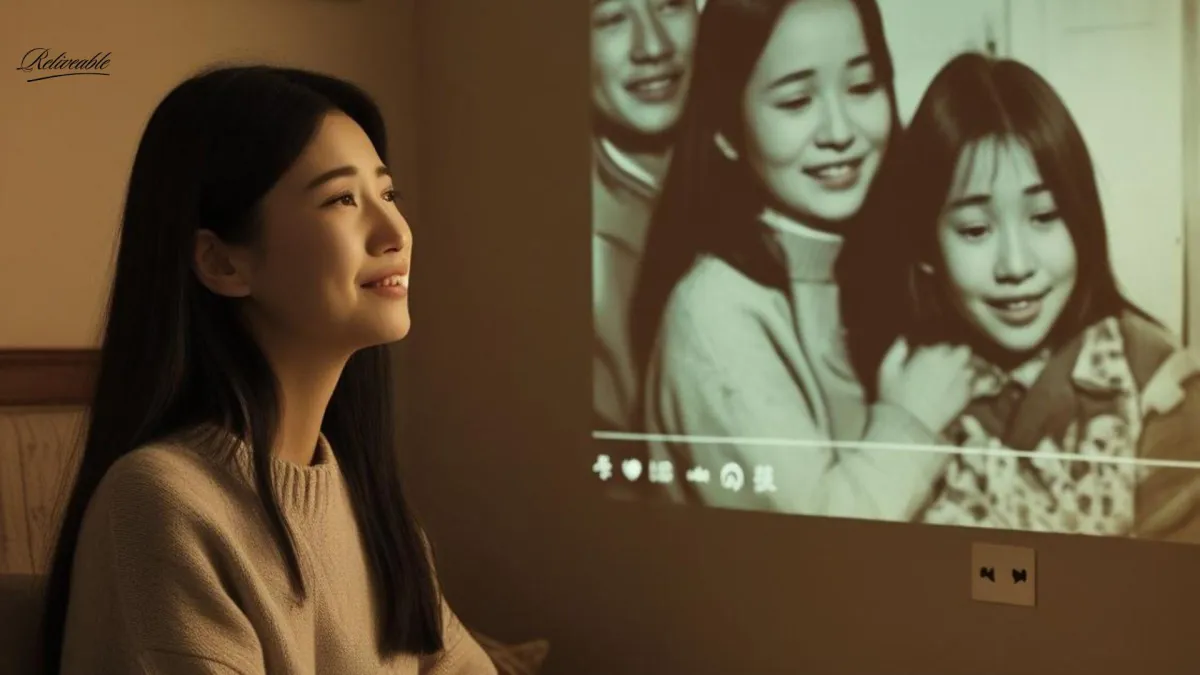 a lady using ReLiveable's video calling ai memorial service