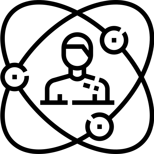 an icon of a person with the scientific symbol around it
