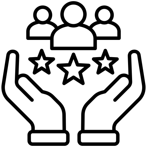 an icon of hands around outlines of people