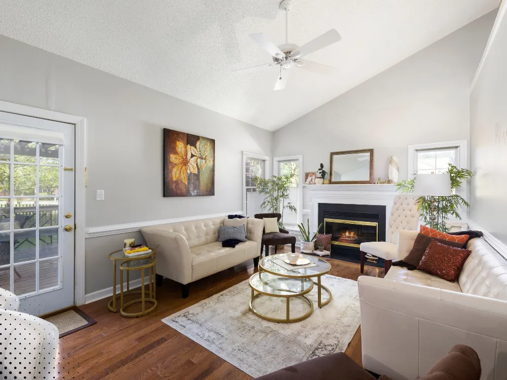 Bright and spacious living room in a home inspected by Buffalo Property Inspections, highlighting modern interior design