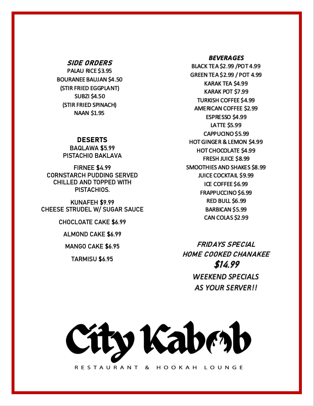 City Kabob Menu Page 4