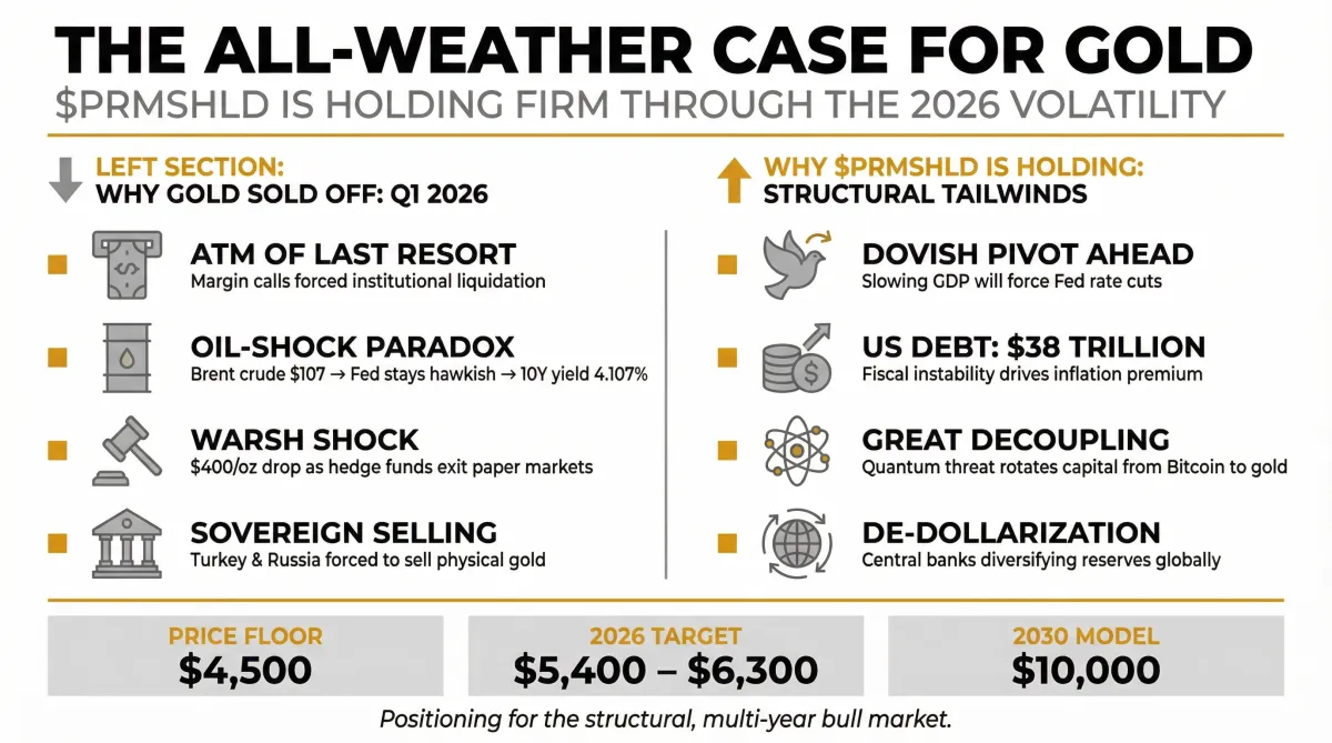 The All-Weather Case for Gold: Why $PRMSHLD is Holding Firm Through the 2026 Volatility