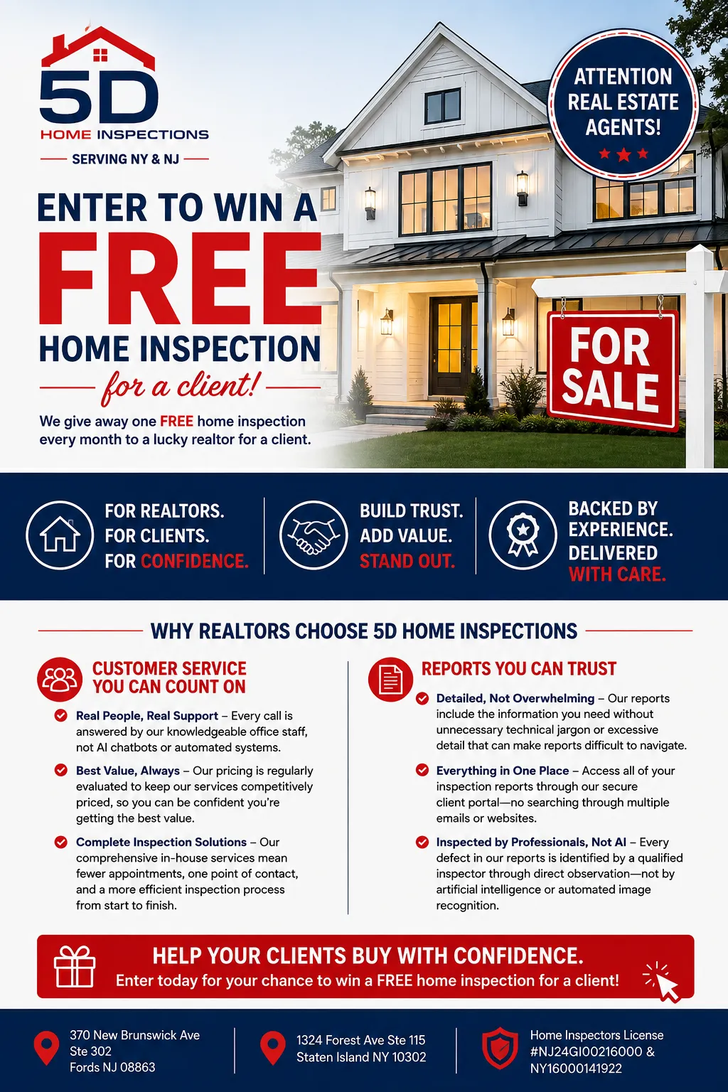 Welcome & Sign up for free Home Inspection by 5D Home Inspections