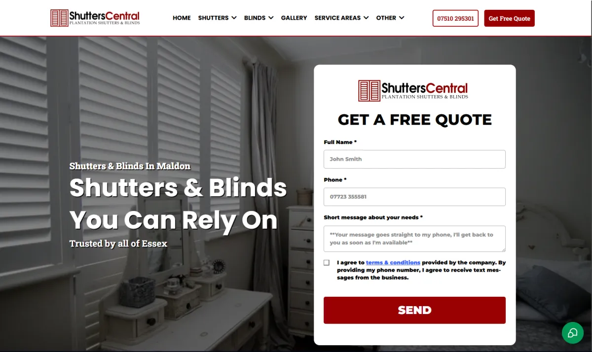 shutter businesses websites 