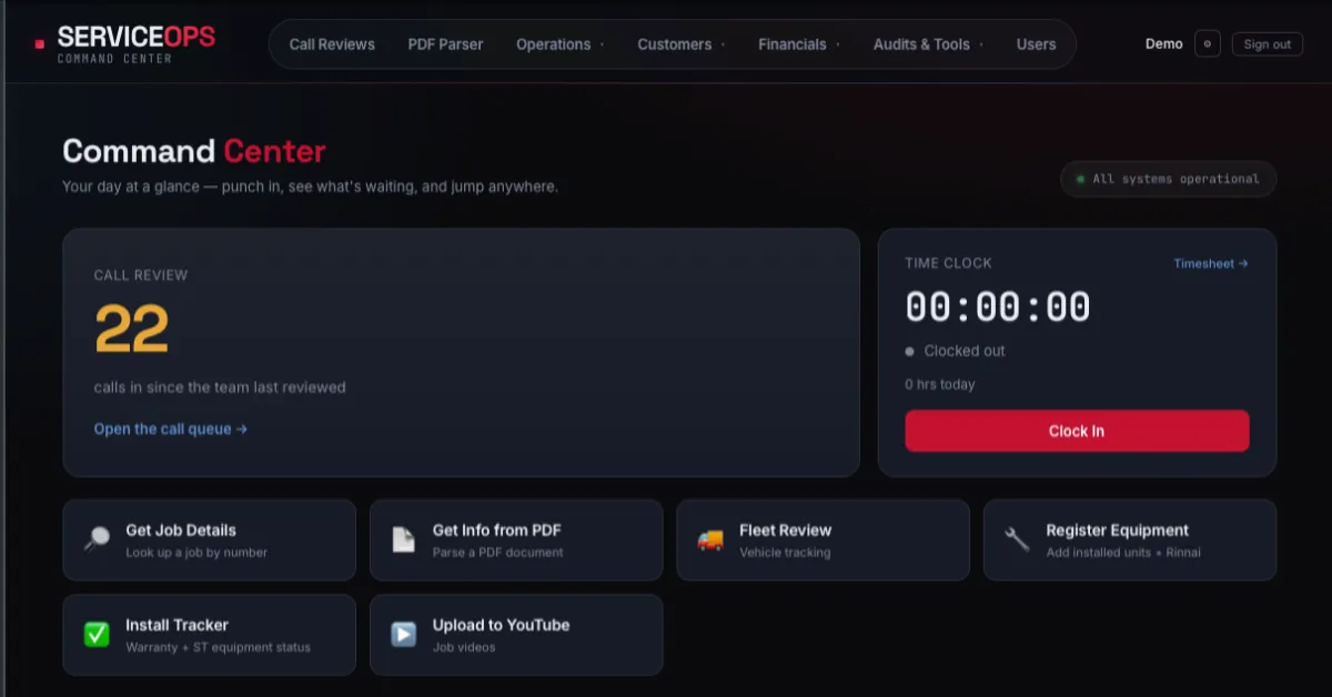 Command Center Homepage