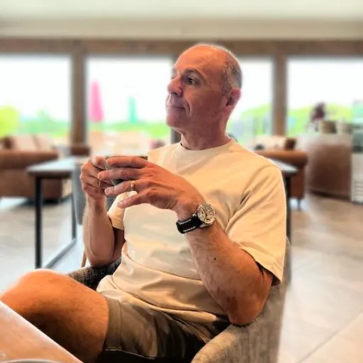 Tony enjoying a coffee 