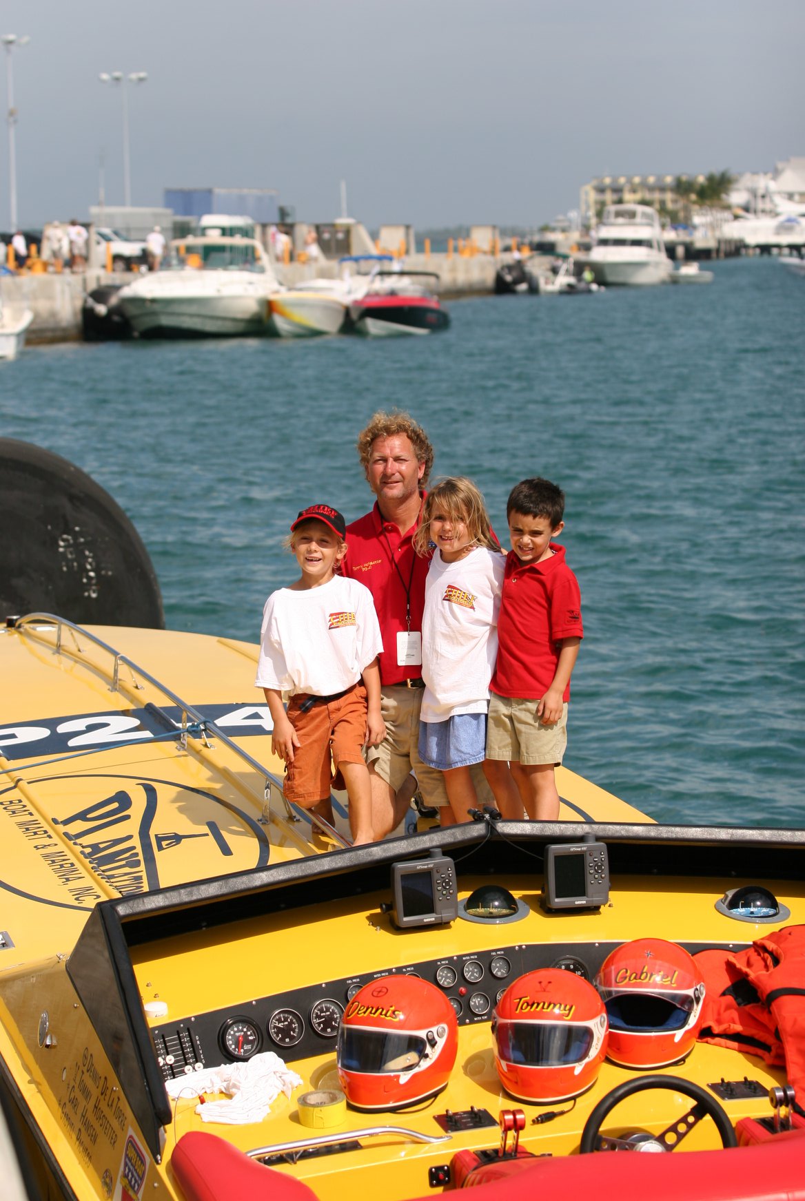 Tommy "Chief" Hostetter and Blye Hofstetter on a powerboat