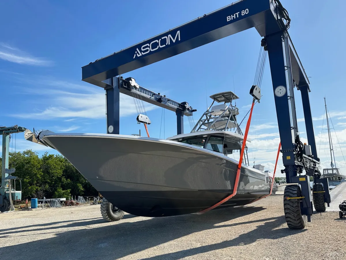 53 HCB on 80 ton travel lift at BTH Marine
