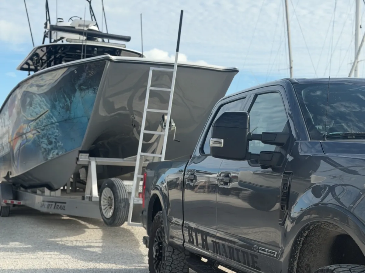 Freeman on trailer pulled by BTH Marine truck