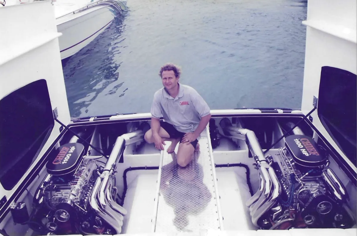 Tommy "Chief" Hofstetter with Chief Engines before a race