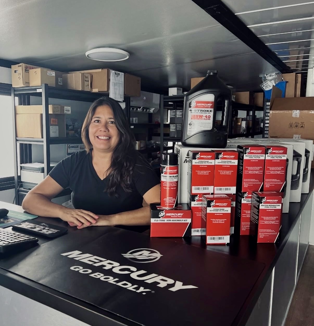 Lorinda at the BTH Marine parts counter