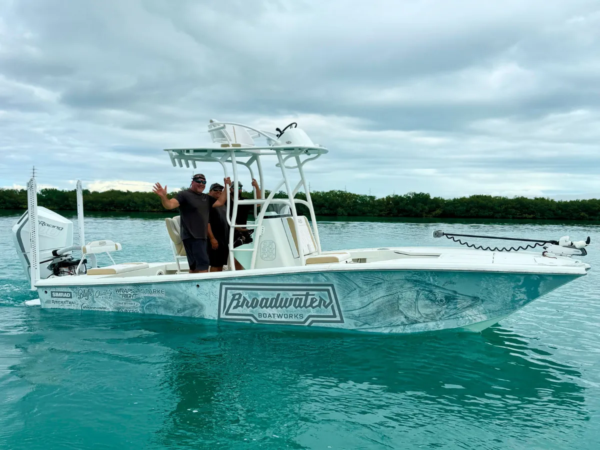 Broadwater bay cat at Island Boat Show