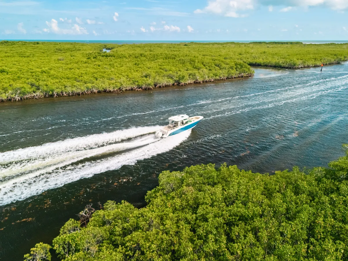 Boston Whaler running in the Florida Keys