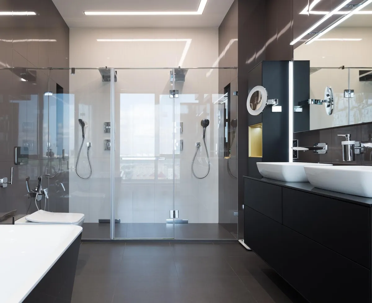 Contemporary bathroom with a large walk-in shower