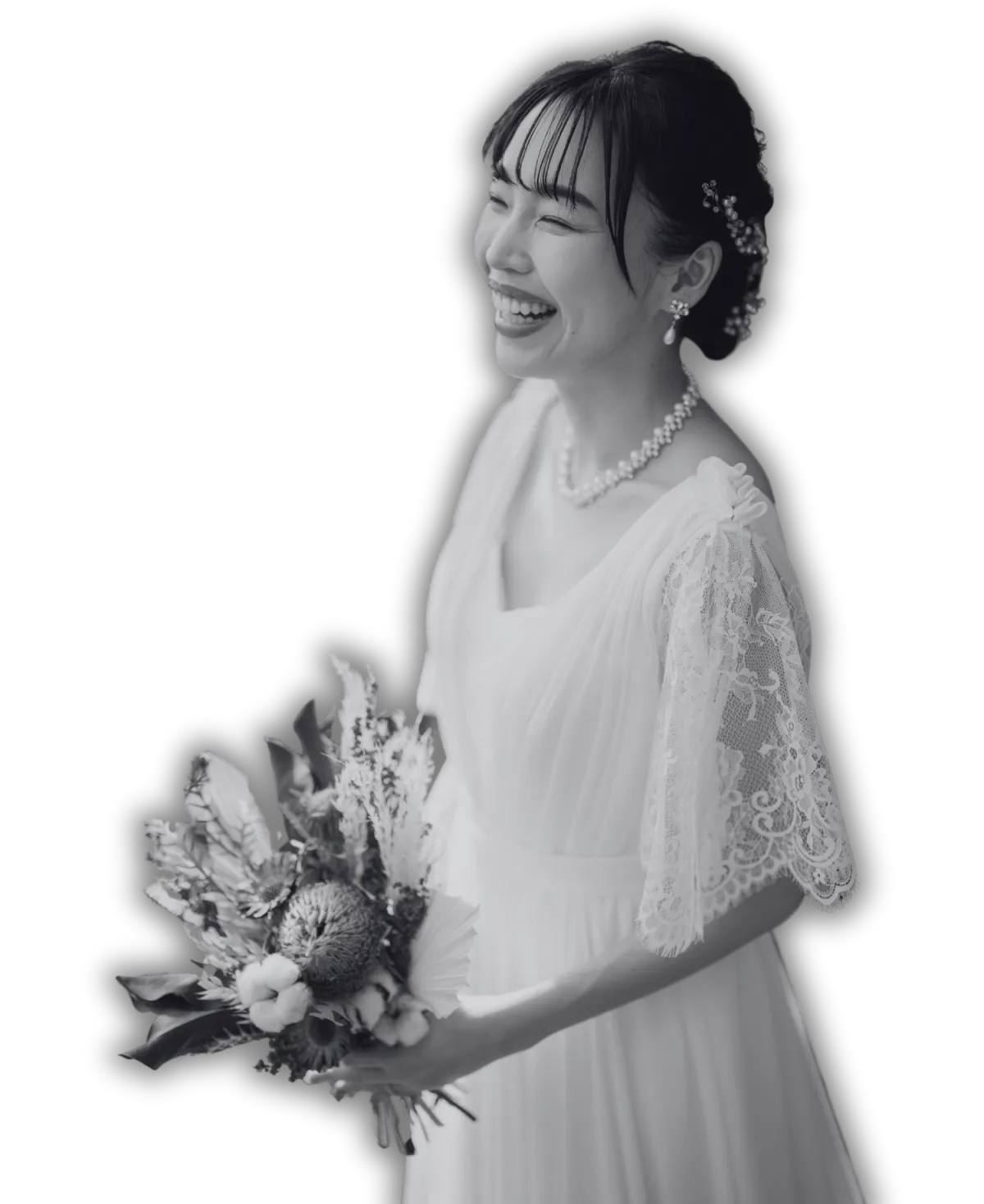 Joyful bride holding wedding bouquet - example of stress-free wedding planning transformation