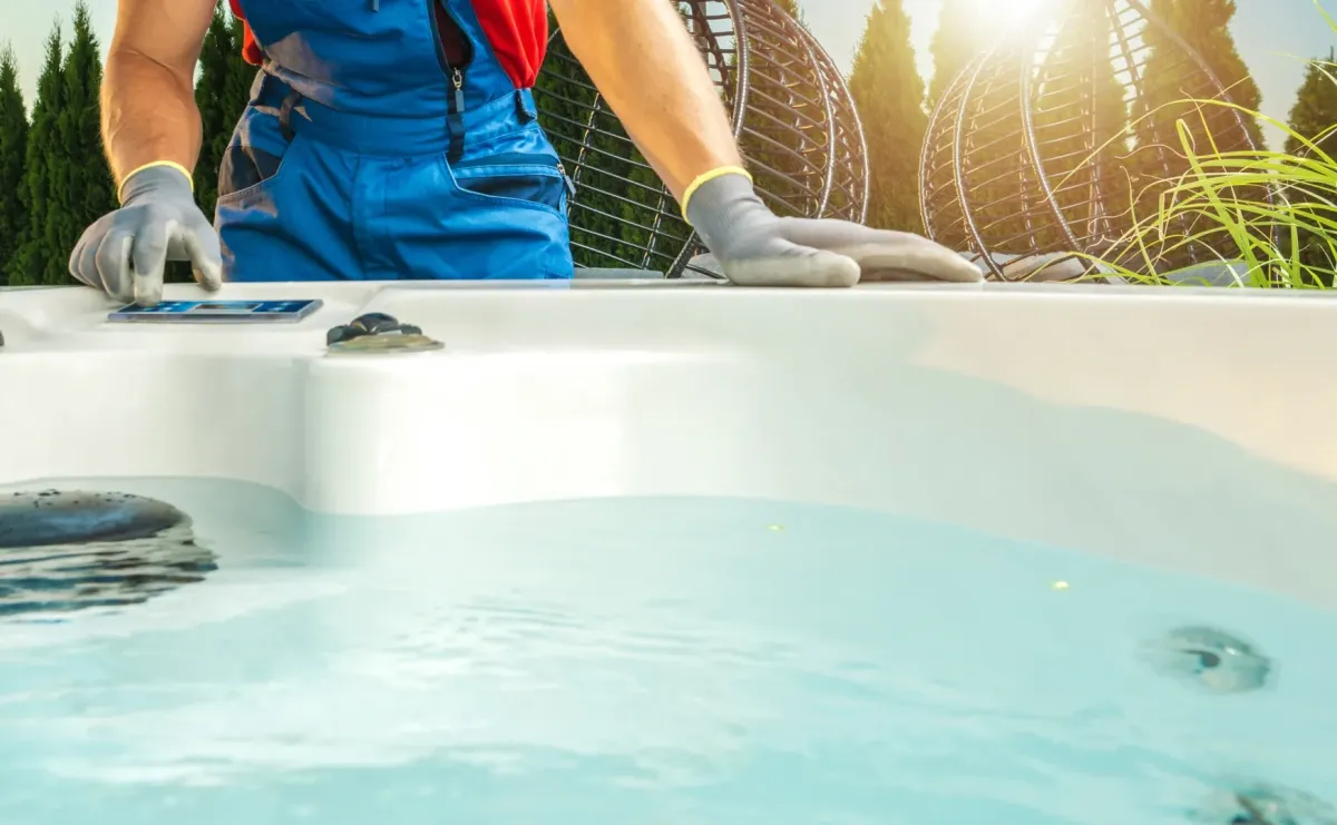 Weekly Pool Maintenance Merritt Island FL — technician skimming a backyard pool — Knight Institutes, LLC