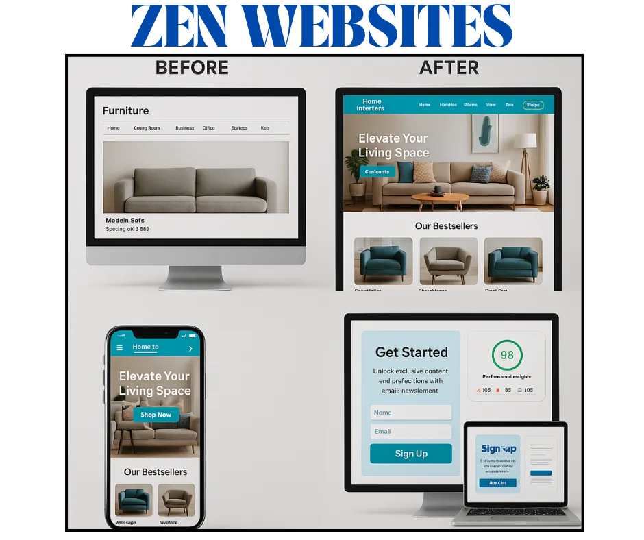Device mockup of professional one-page site and digital business card