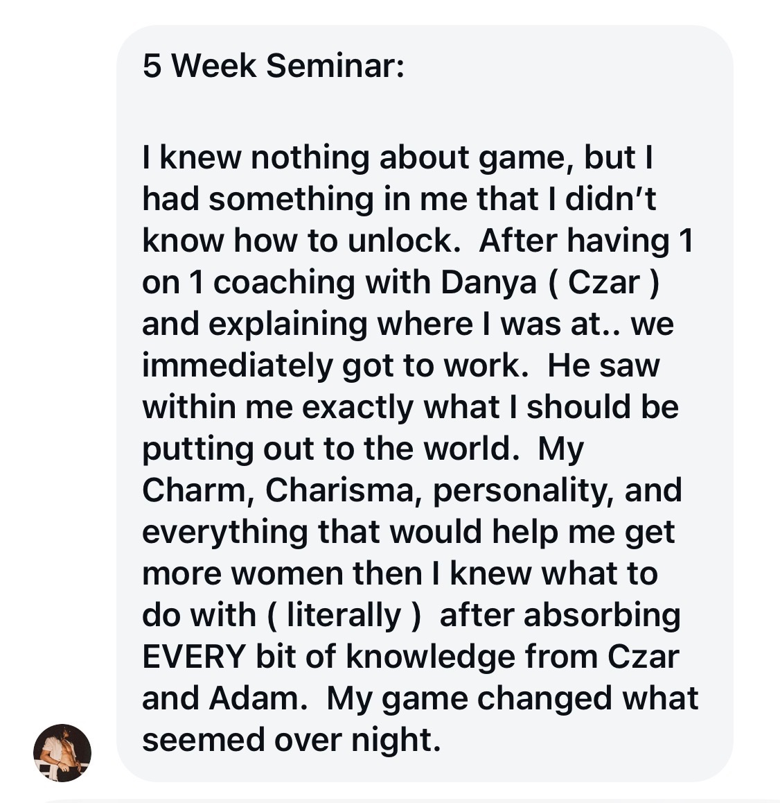 Richard student testimonial on how the 5 week seminar changed his life