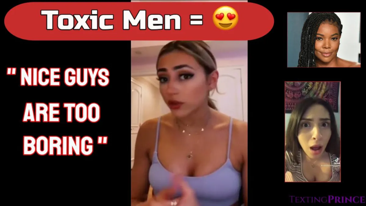 Confused man looking at a woman choosing a bad boy, why women love toxic men concept