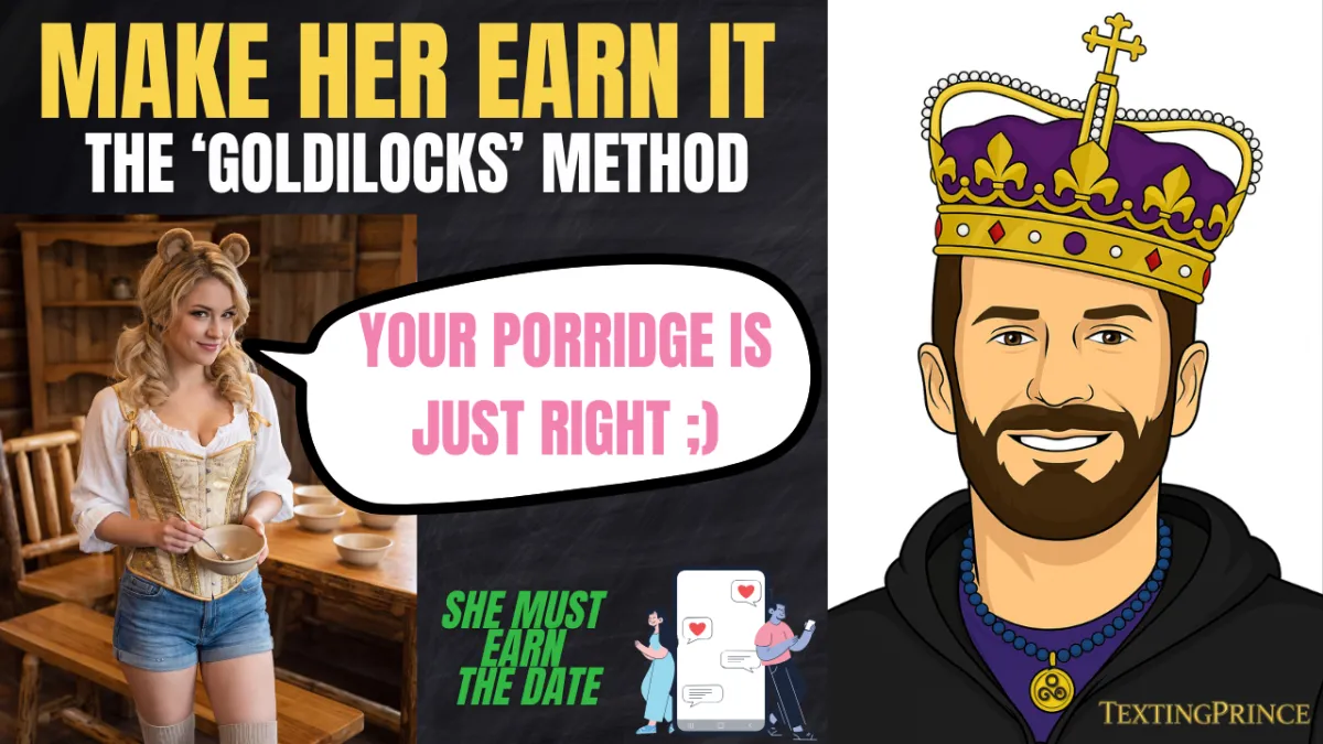 Man texting on phone, making her earn a date over text