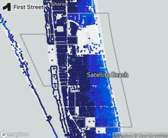 Flooding risk in Satellite Beach Florida neighborhood