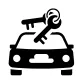  Black icon of a car and key representing vehicle access and control