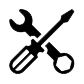 A black icon of a wrench and screwdriver crossed over each other