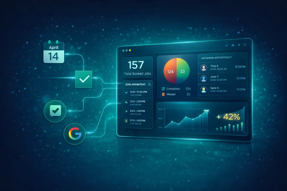 Dashboard showing revenue and booked job growth trends