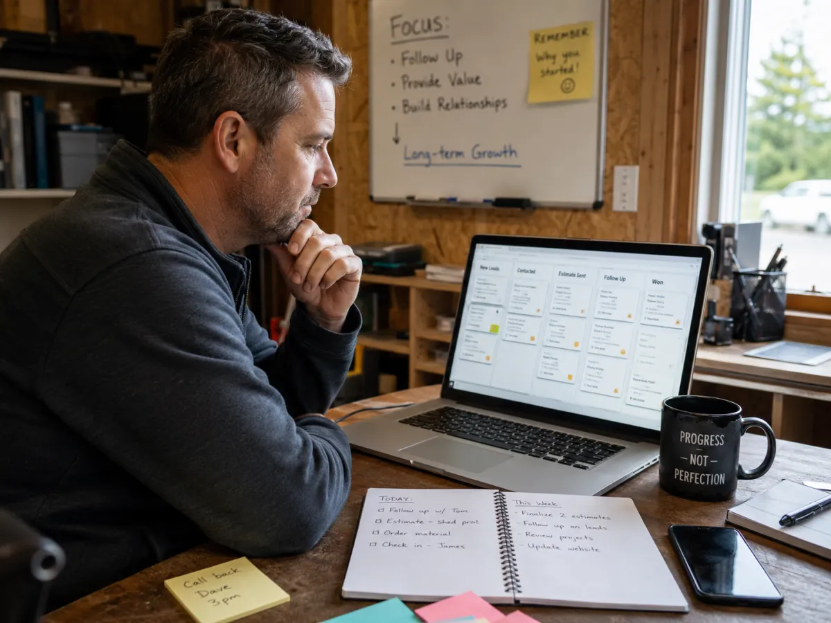 Infographic showing the lead follow-up process from website contact form submission to customer confirmation, business notification, CRM tracking, automated follow-up, and more customers.