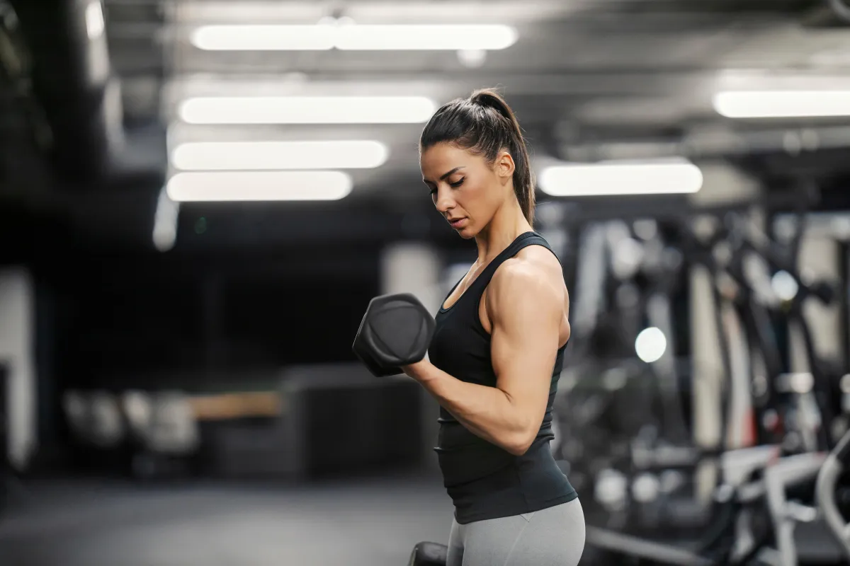 Woman smiling during a workout