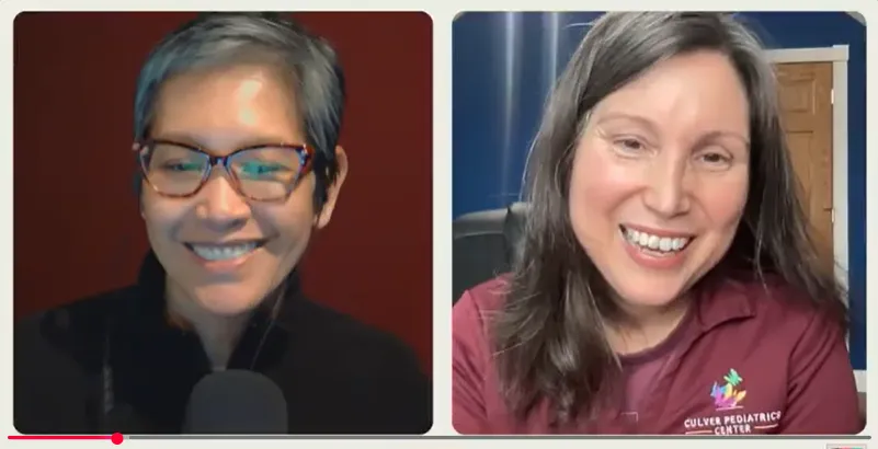 Dr. Anne recording a podcast episode