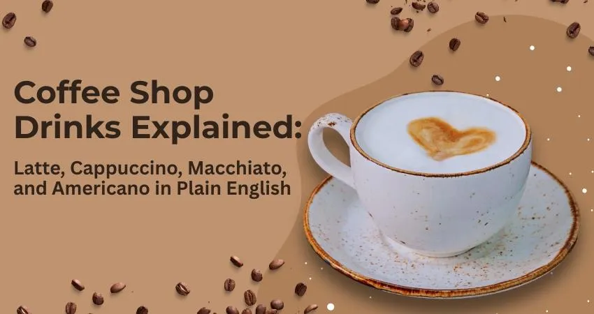 Espresso drinks lineup latte cappuccino macchiato and Americano at Serai Cafe & Deli
