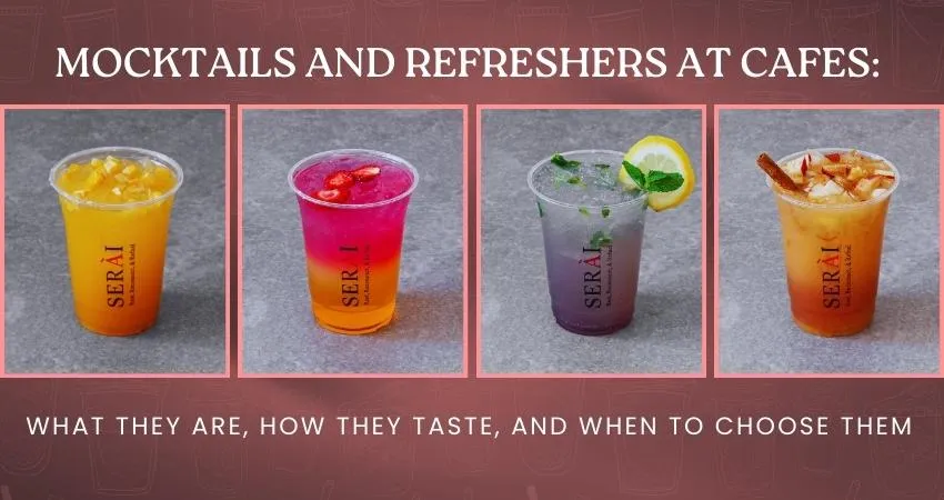 Refreshing cafe drink paired with a deli sandwich at Serai