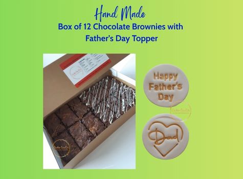 Box of 12 chocolate brownies with topper