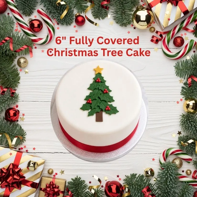 6" Fully Covered Christmas Cake