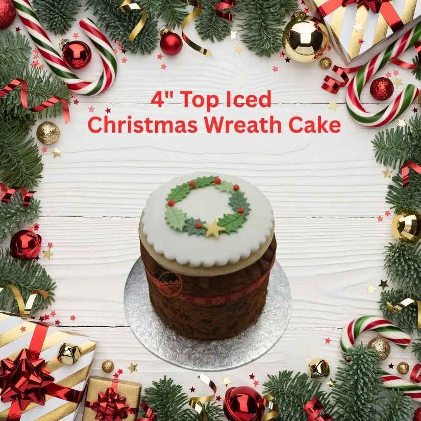 4" Top Iced, Christmas Wreath Cake
