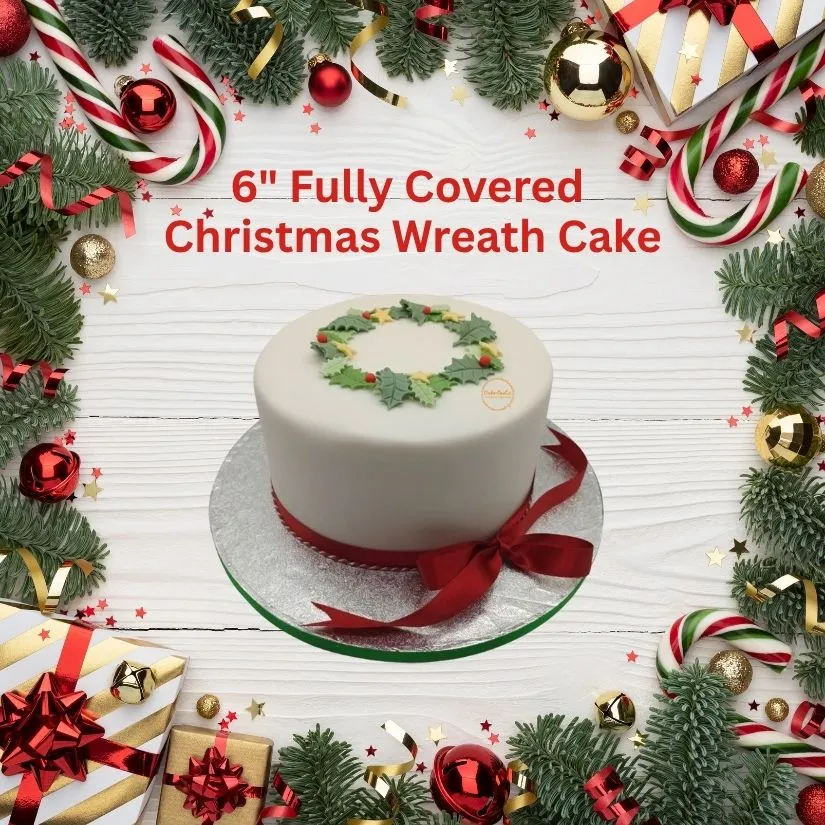 6" Fully Covered Christmas Wreath Cake