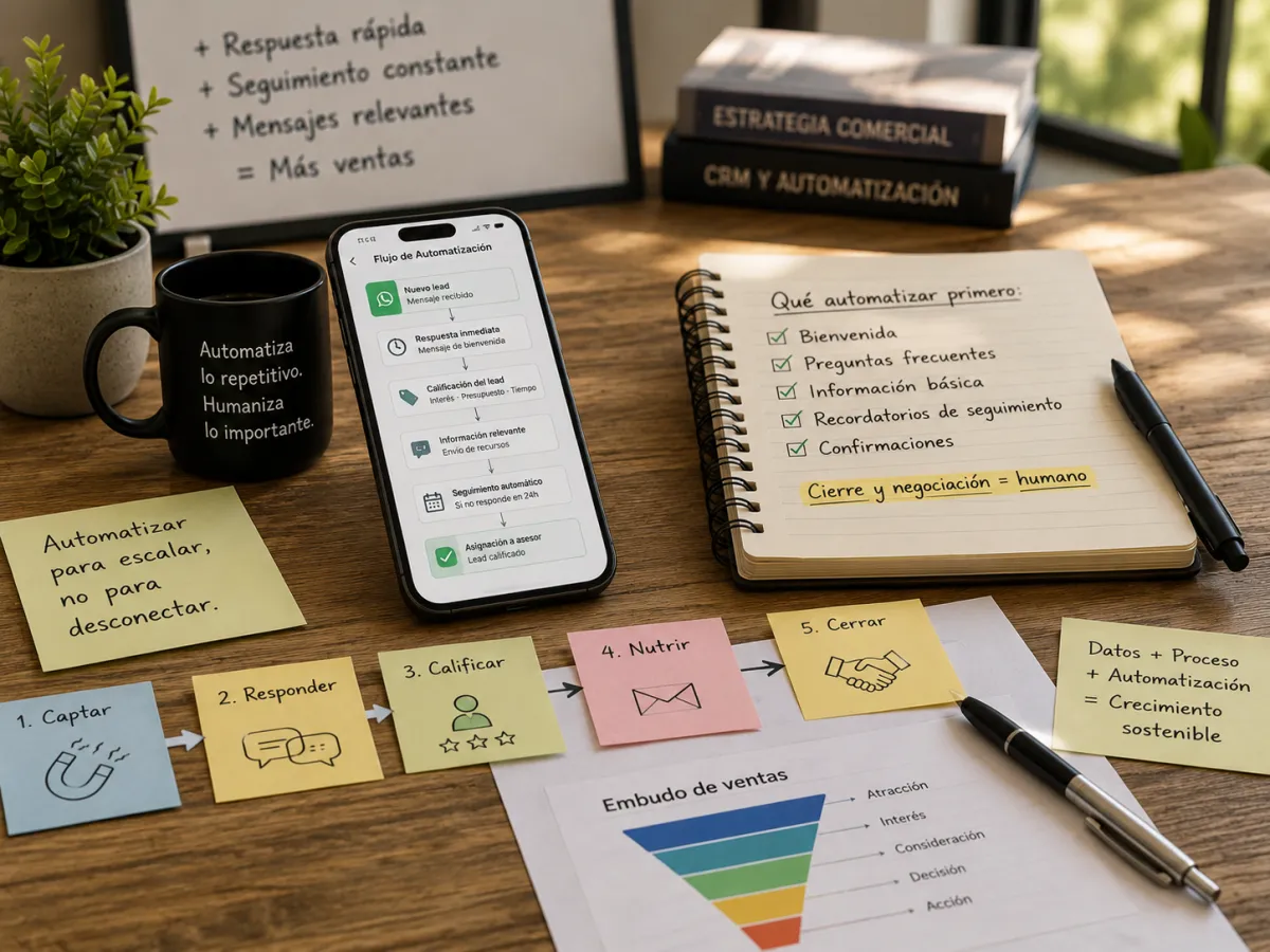 Equipo de ventas revisando automatizaciones de seguimiento conectadas a un CRM