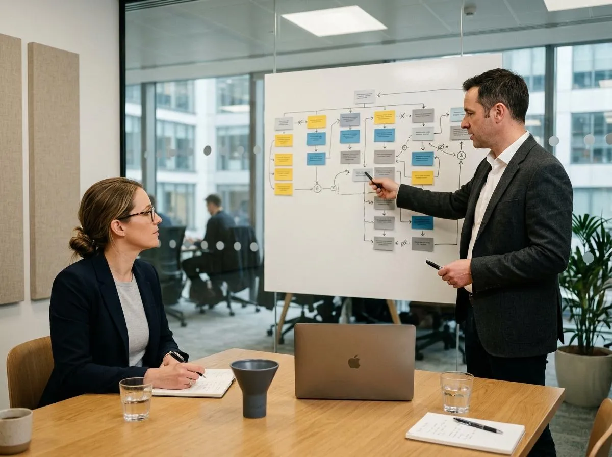 Equipo de ventas revisando un flujo comercial con automatización e inteligencia artificial